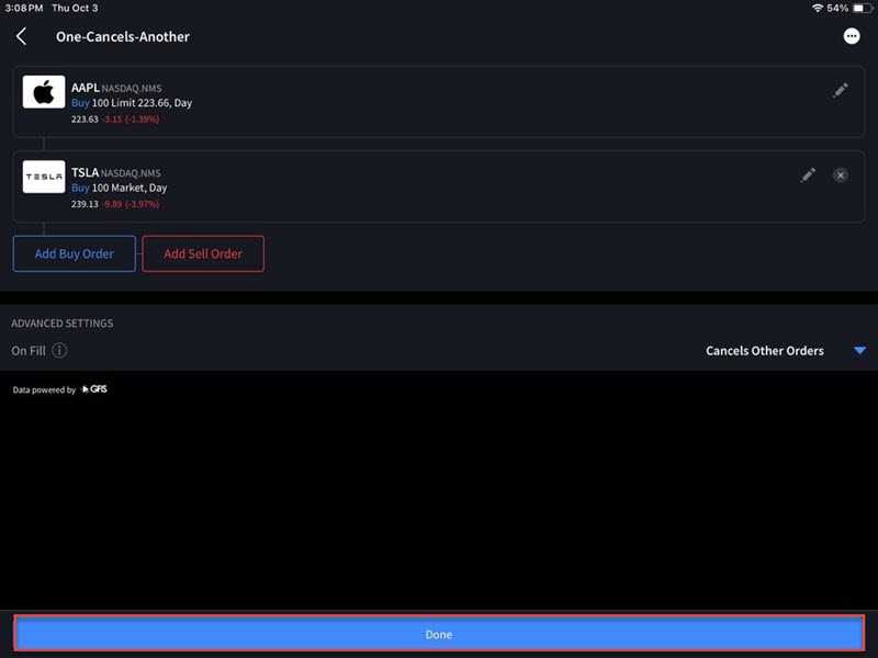 The one cancels another order screen on the iPad. 